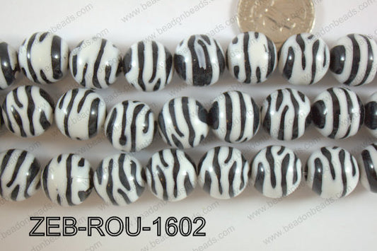 Zebra Bead Round 16mm ZEB-ROU-1602