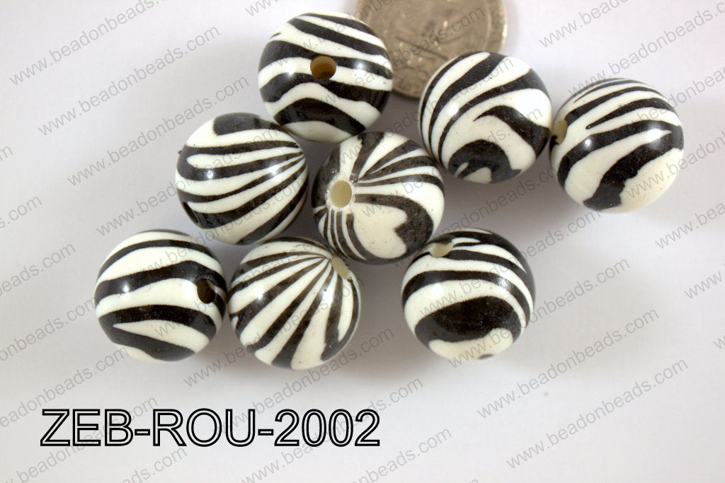 Zebra Bead Round 20mm ZEB-ROU-2002