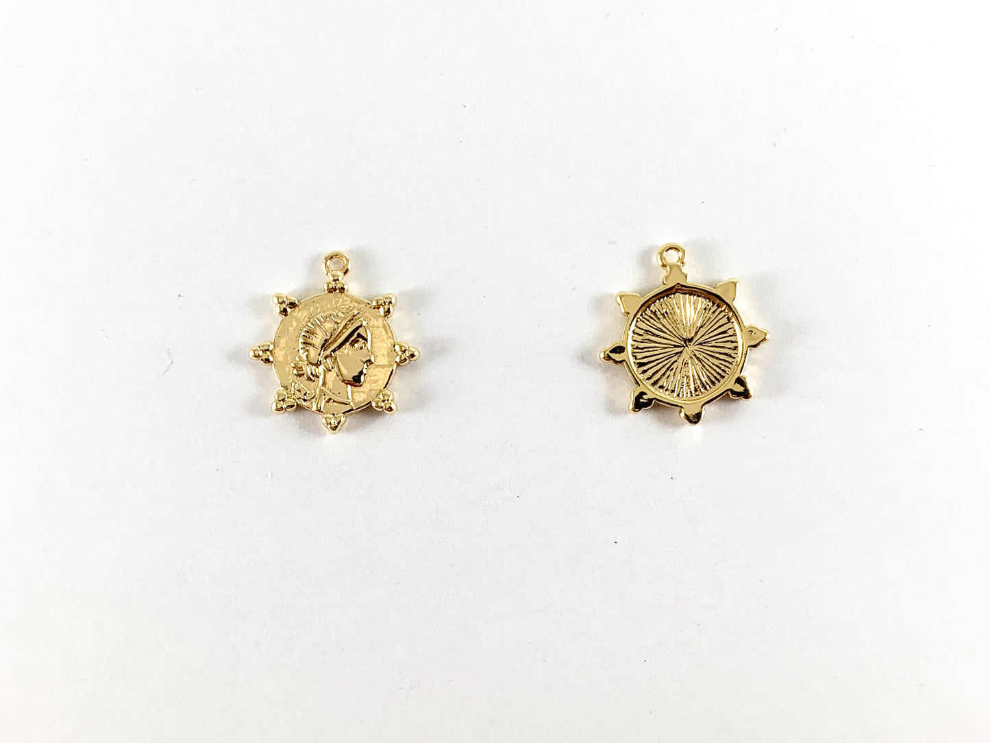 Real Gold 18K Plated Greek Goddess Artemis Charm Over Brass 10pcs