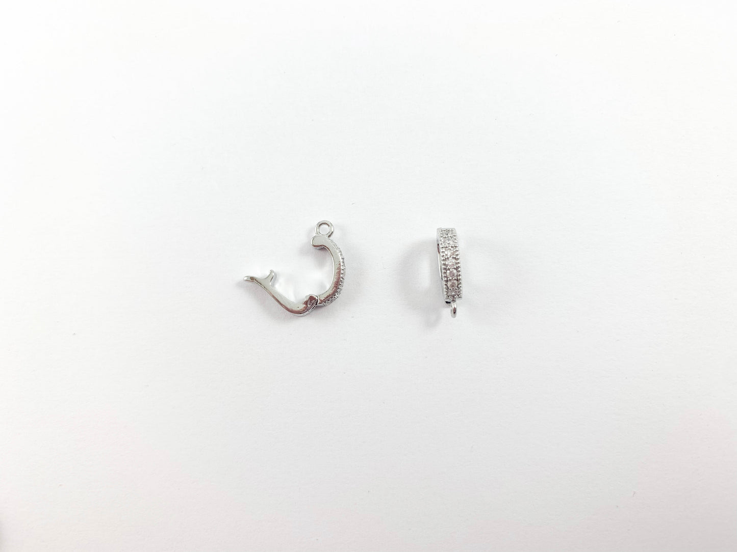 Bails for Pendants in 18K Gold or Silver plating CZ Pave Dainty Snap Open Bails 8 pcs