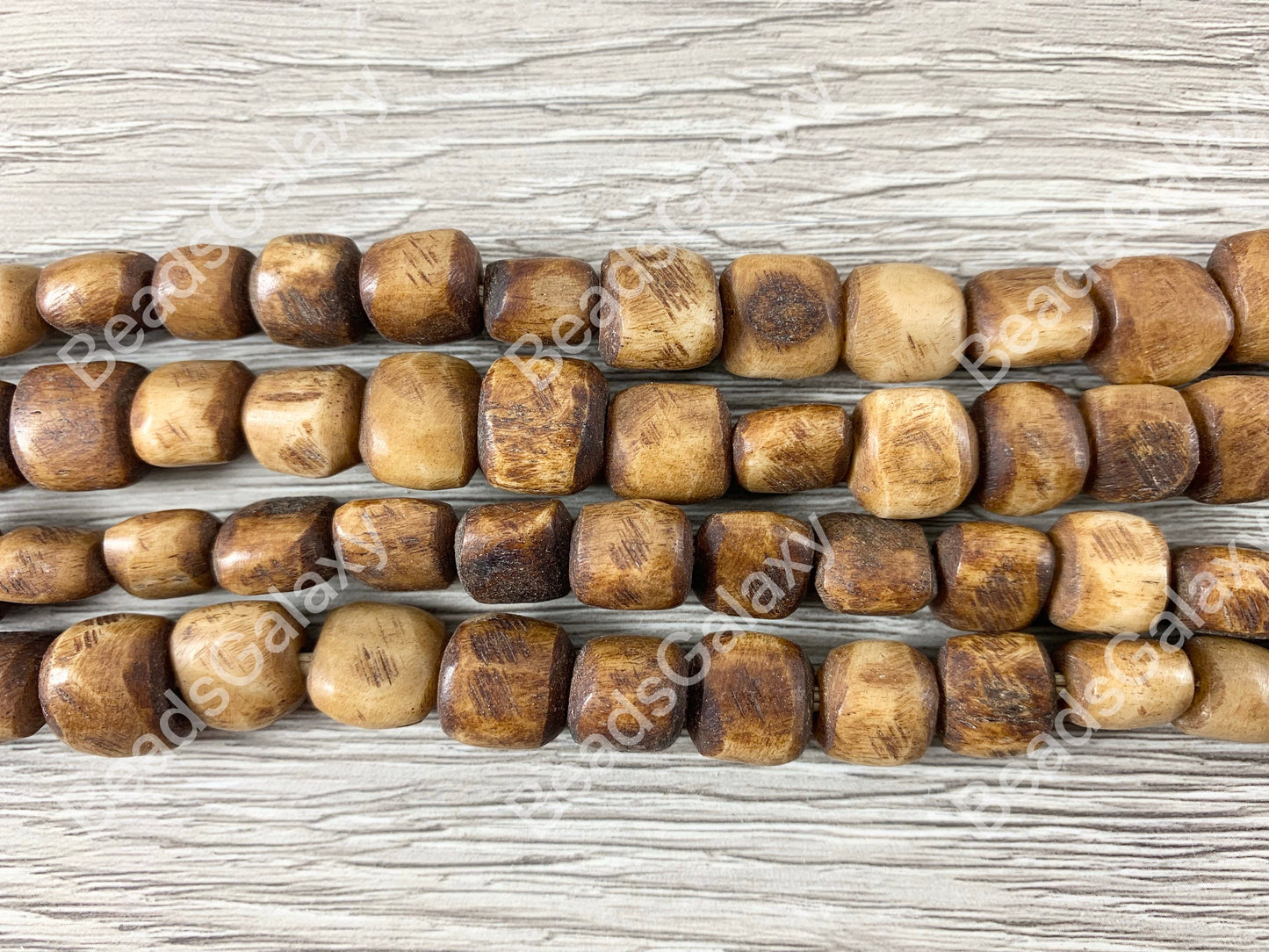 Brown Hand Cut Bone Nugget Beads