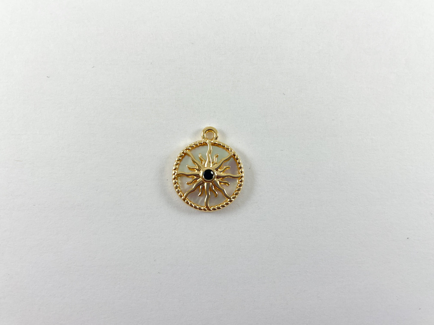 18K Gold Plated Sunburst Abalone Shell Pearl Charm Pendant Over Copper 6pc