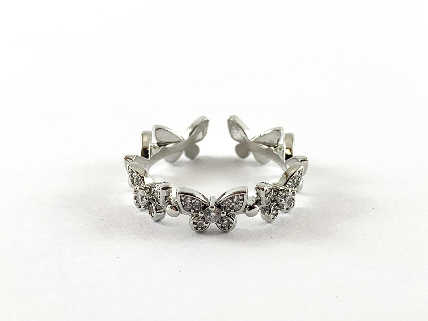 Real Gold 18K/Platinum Plated Copper CZ Pave Adjustable Ring 5pc