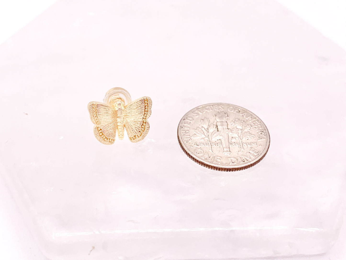 Simple Butterfly Earrings Studs in 18K Gold Plated Copper 5 pairs