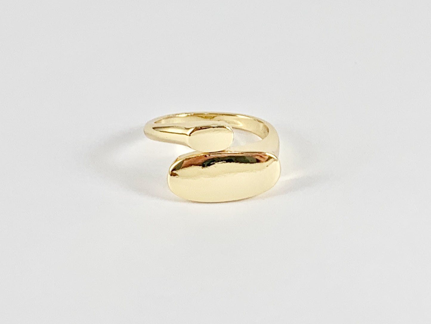 Flat Oval Bypass Adjustable Ring in 18K Gold plated Copper 4 pcs