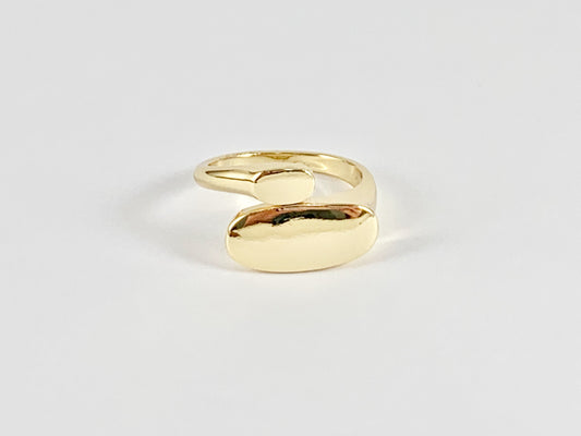 Flat Oval Bypass Adjustable Ring in 18K Gold plated Copper 4 pcs