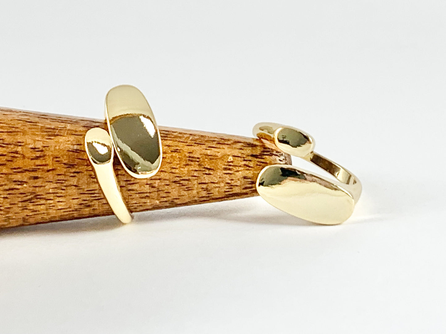 Flat Oval Bypass Adjustable Ring in 18K Gold plated Copper 4 pcs