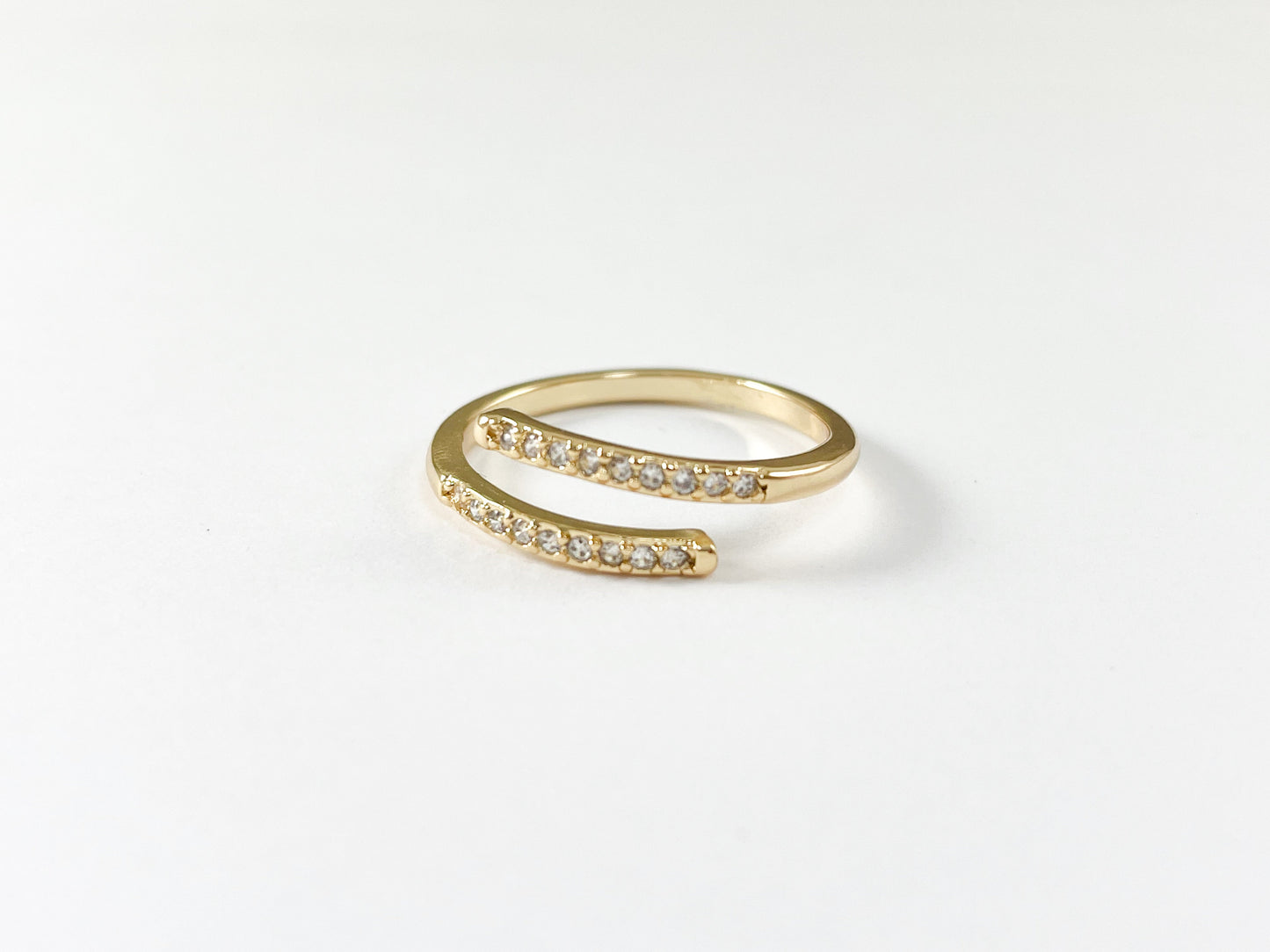 18K Gold Plated CZ Pave Dainty Bypass Ring Over Copper 6pcs