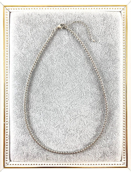 Delicate 18K Gold/Platinum Plated Dainty Minimalist Box Chain Necklace