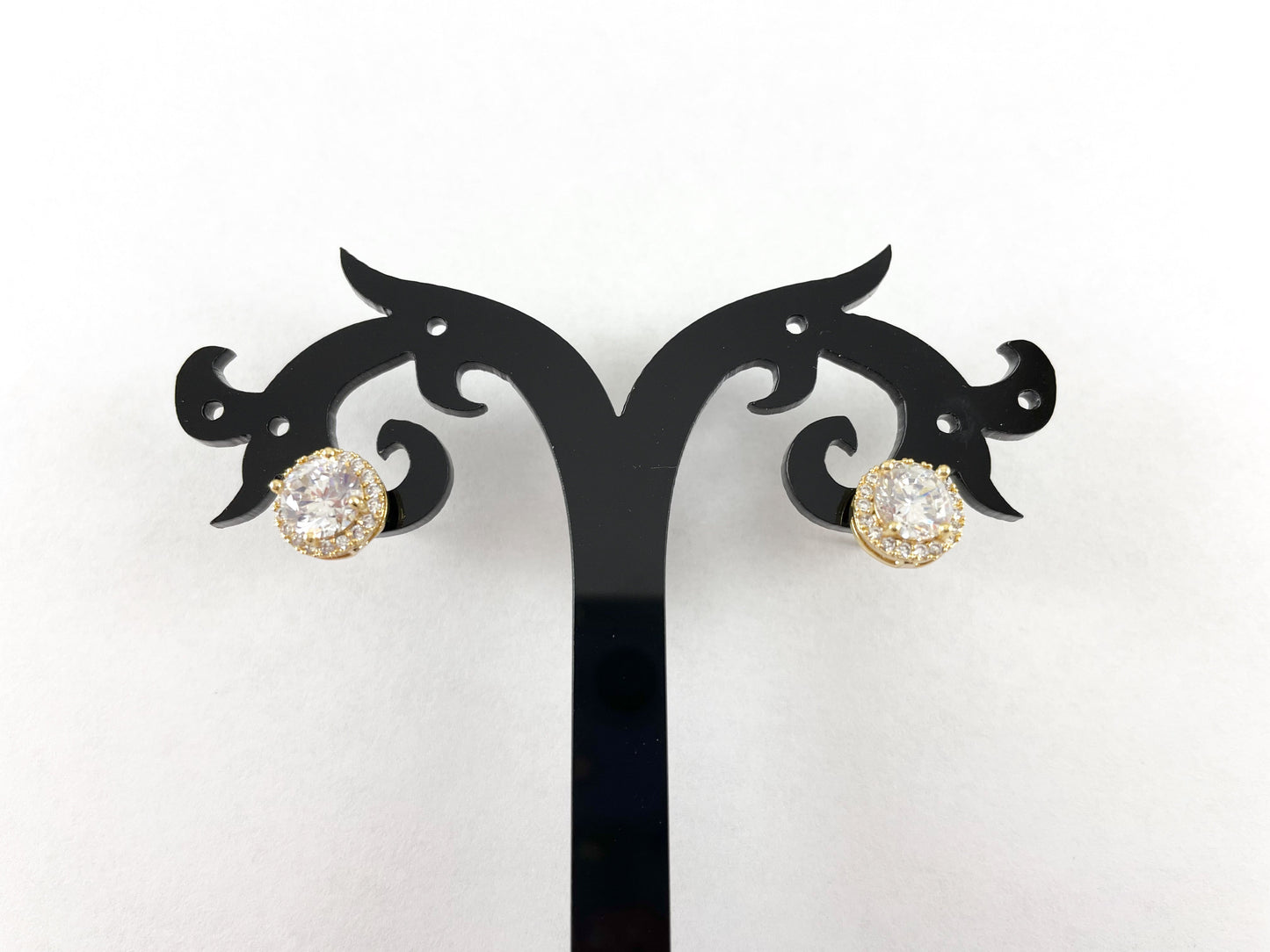 18K Gold/Platinum Plated CZ Pave Round Halo Earring Studs Over Copper 5pairs