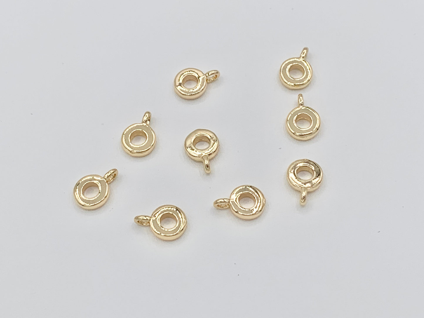 Circle Charm Findings Beading Supplies in 18K Gold/Silver Plated Copper 50 pcs