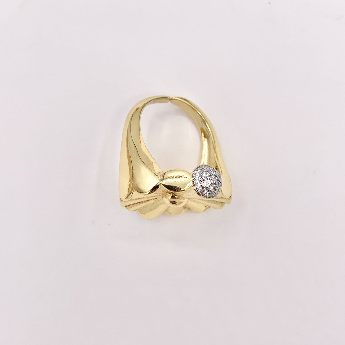 Beautiful Statement 2 Tone/Gold Circle Rings with Silver CZ Pave in 18K Gold Plated Copper 4pcs