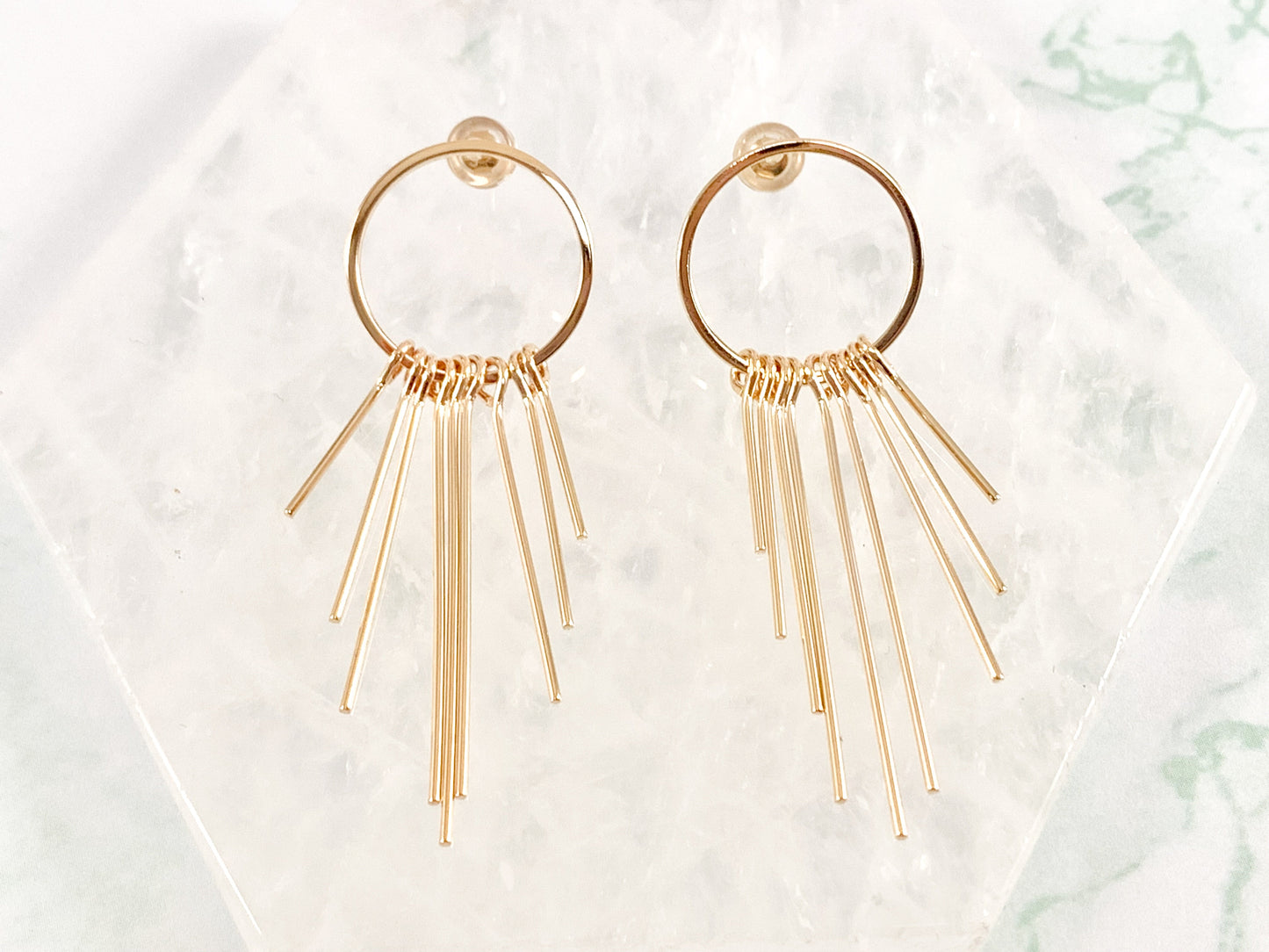 Simple Circle Tassel Earrings in 18K Gold or Silver plated Copper 3 pairs
