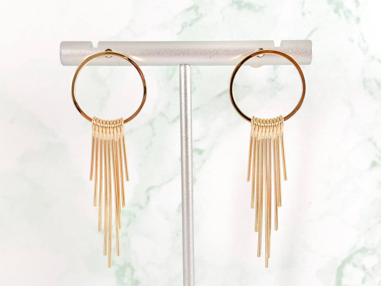Simple Circle Tassel Earrings in 18K Gold or Silver plated Copper 3 pairs
