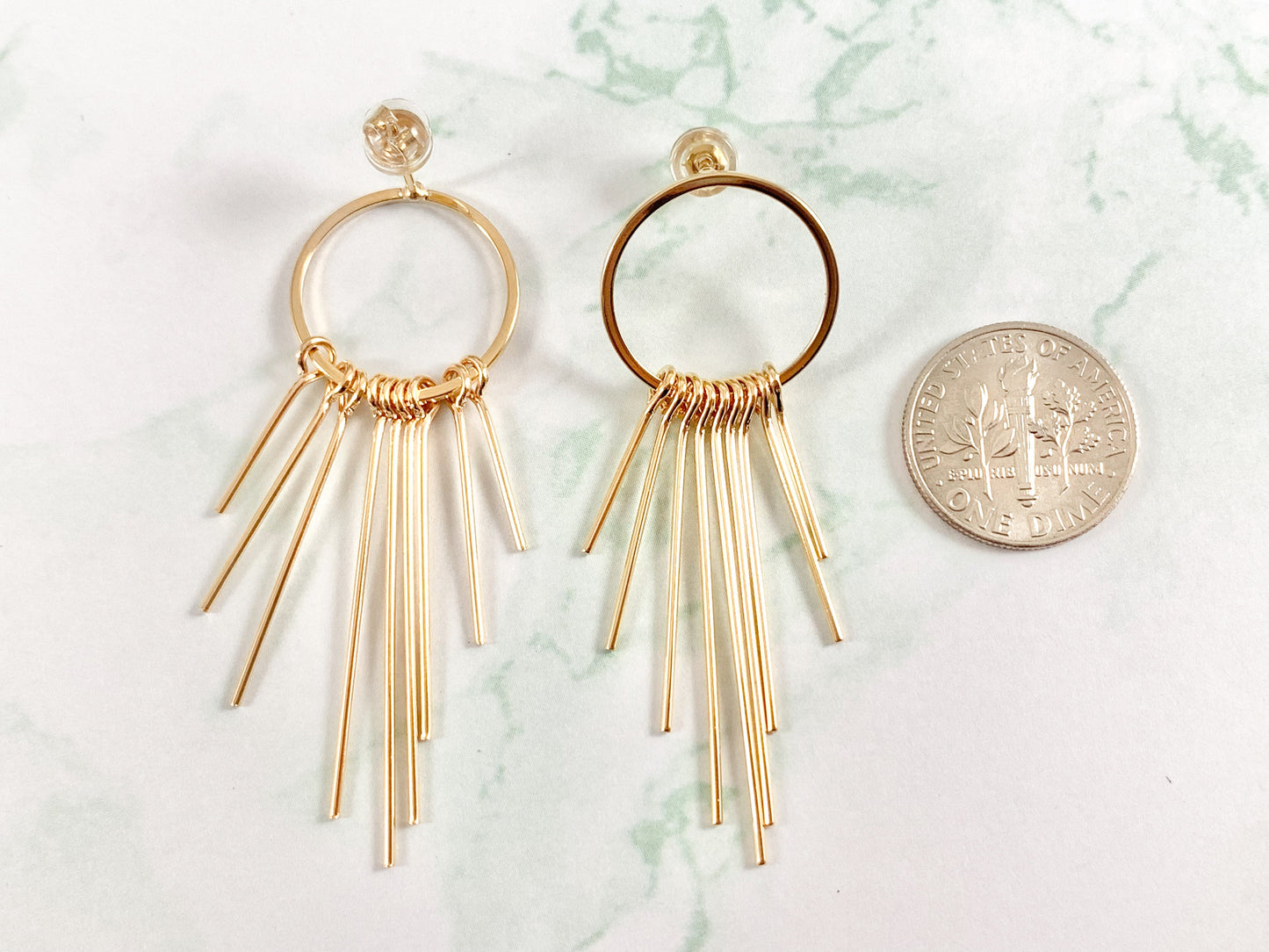 Simple Circle Tassel Earrings in 18K Gold or Silver plated Copper 3 pairs