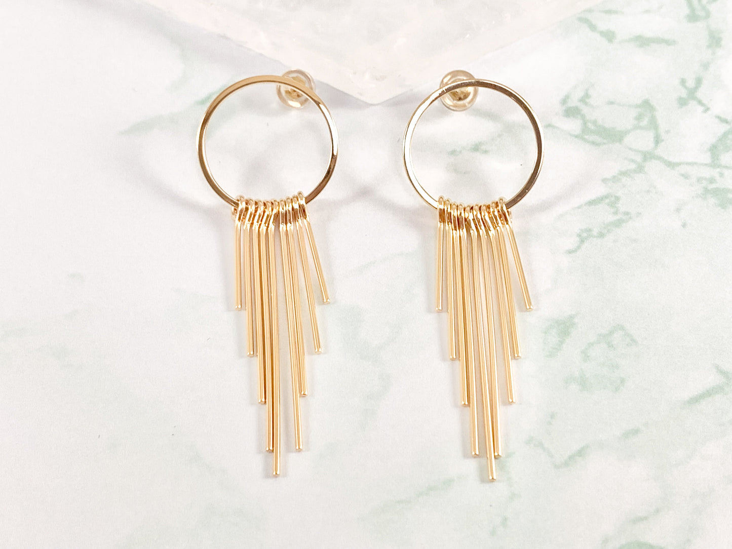 Simple Circle Tassel Earrings in 18K Gold or Silver plated Copper 3 pairs
