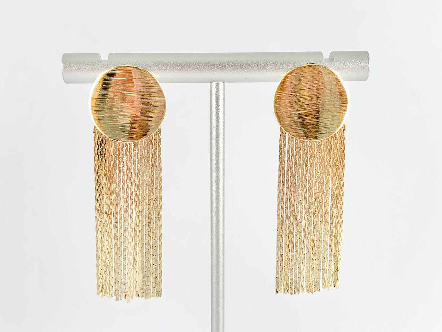 Cute Fringy Coin Circle Tassel Earrings in 18K gold or Silver plated copper 3 pairs