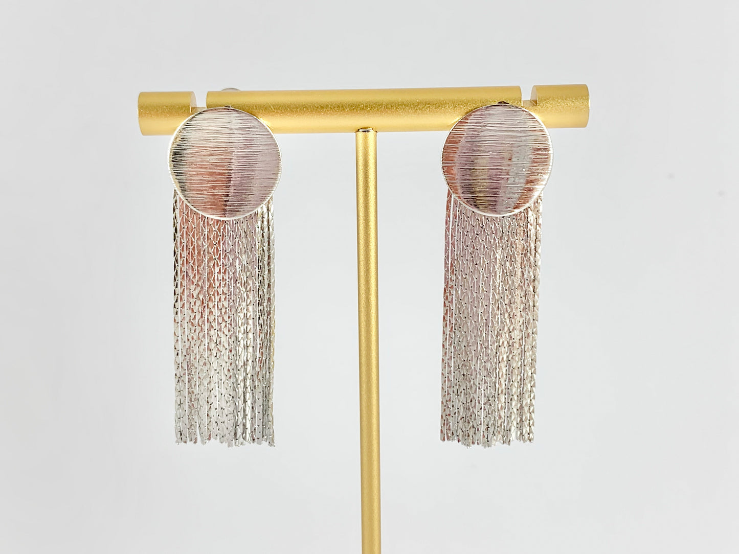 Cute Fringy Coin Circle Tassel Earrings in 18K gold or Silver plated copper 3 pairs