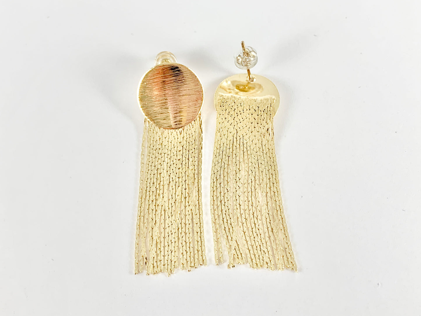 Cute Fringy Coin Circle Tassel Earrings in 18K gold or Silver plated copper 3 pairs