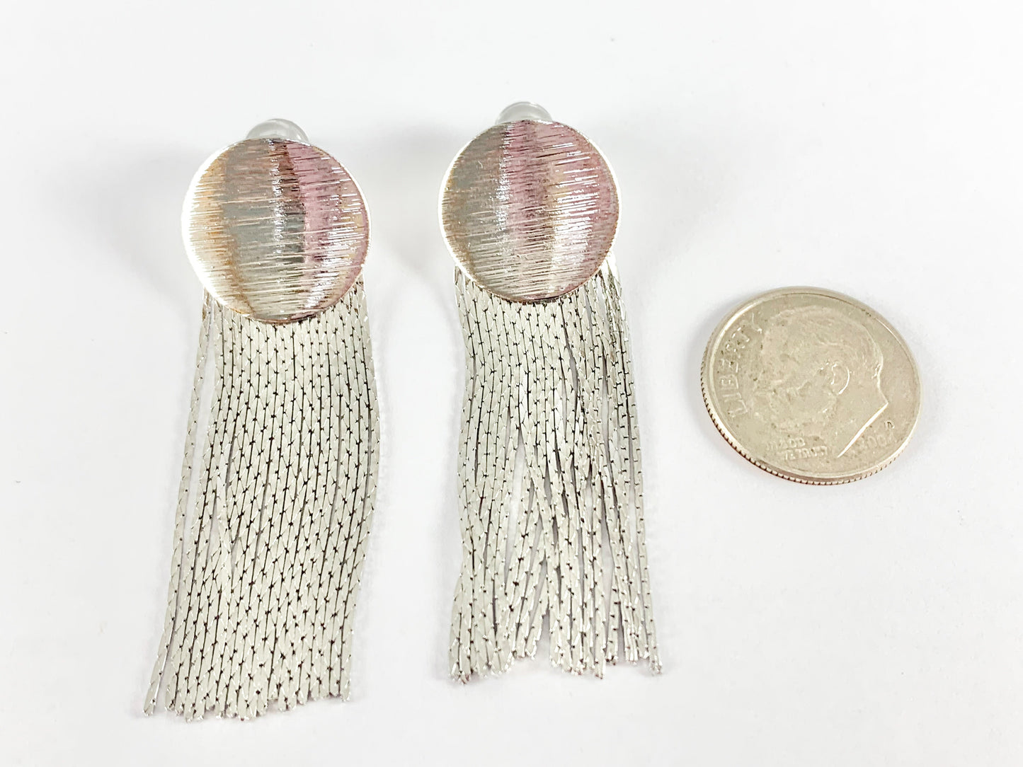 Cute Fringy Coin Circle Tassel Earrings in 18K gold or Silver plated copper 3 pairs