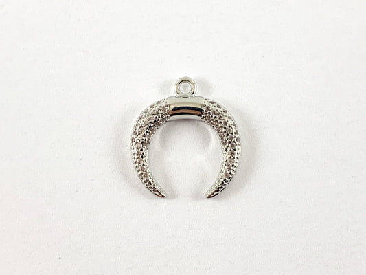 Real Gold 18K Plated Micro CZ Bullhorn/Crescent Shaped Pave Pendant Over Brass 5pc