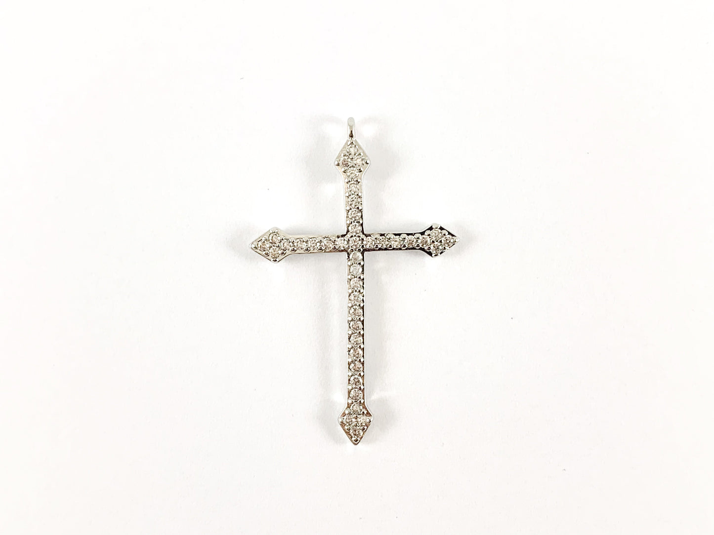 Real Gold/Platinum 18K Plated Micro CZ Pave Cross Pendant Over Copper 6pcs