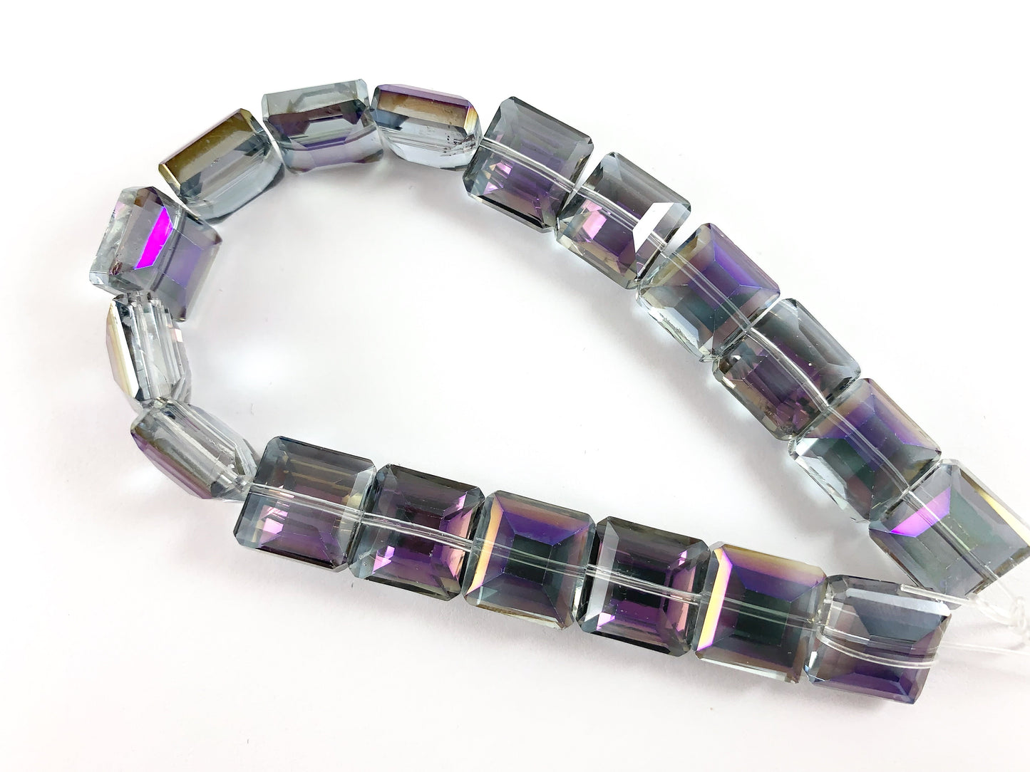 Faceted Shiny 13mm Glass Square Crystal Strands