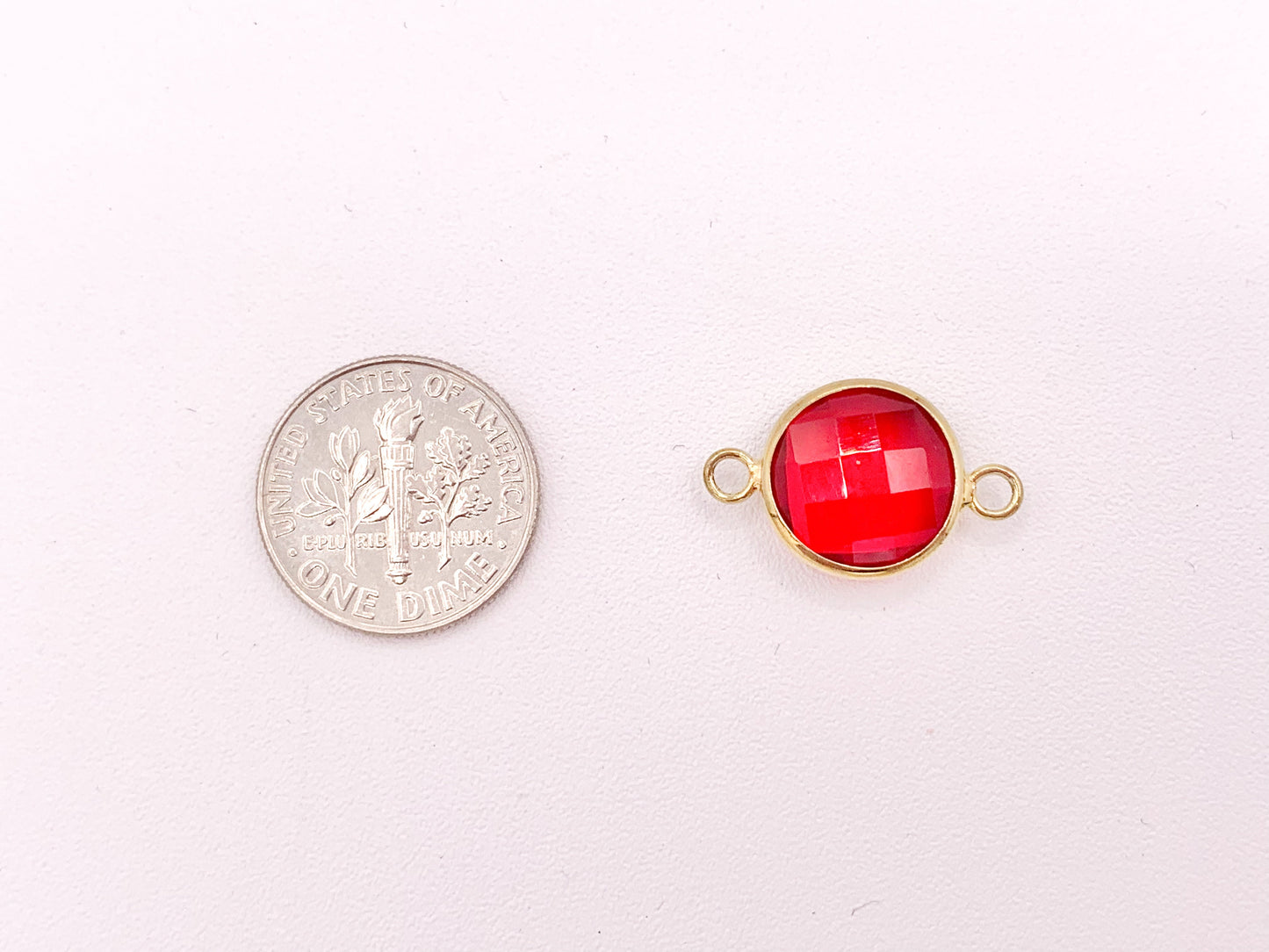 Crystal Circle Coin Bezel Gold Trim Connector Findings 4 pcs
