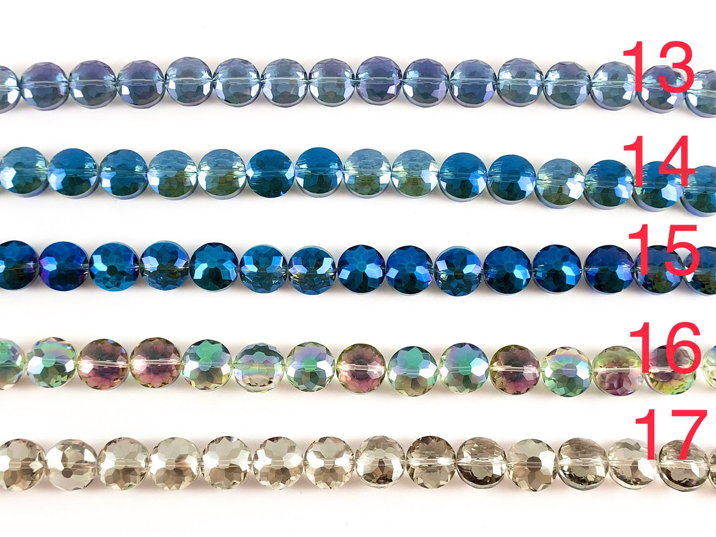 Faceted Shiny 12mm Glass Coin Crystal Strands