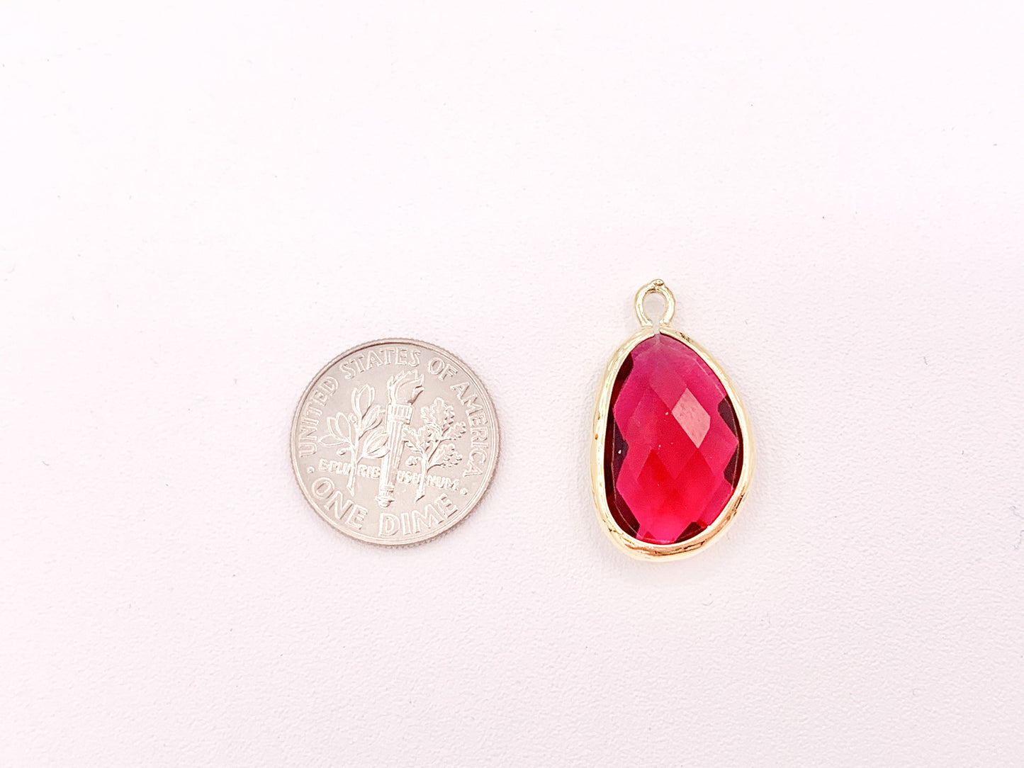 Crystal Oval Bezel Gold Trim Charm Findings 3 pcs