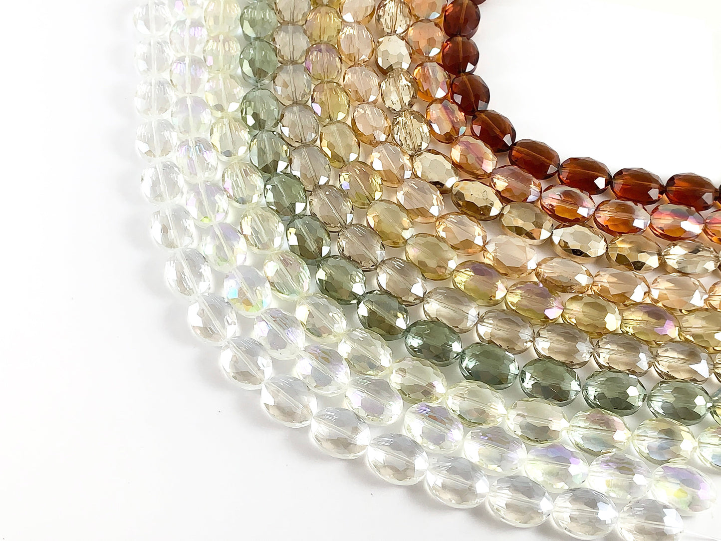 Faceted Shiny 12x16mm Dyed Glass Oval Crystal Strands