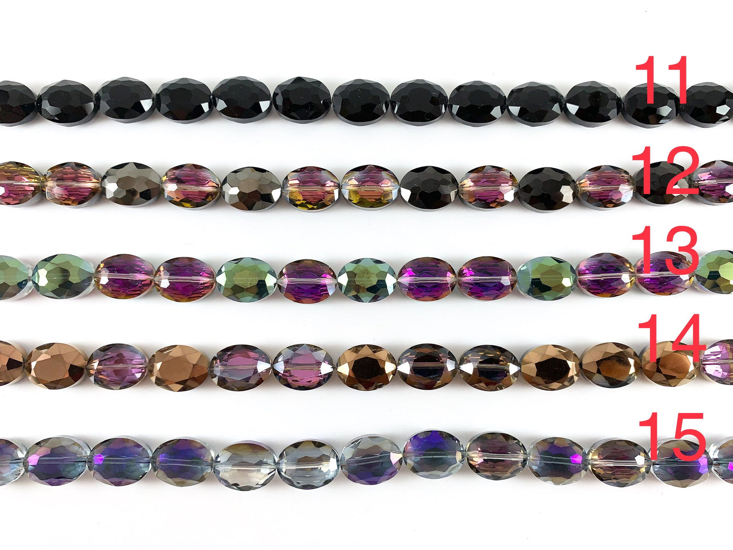 Faceted Shiny 12x16mm Dyed Glass Oval Crystal Strands