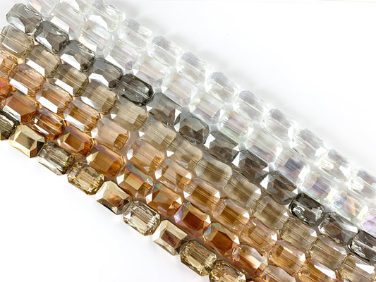 Faceted Shiny 13x18mm Dyed Glass Rectangle Crystal Strands