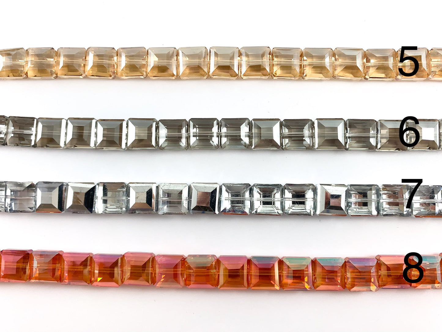 Faceted Shiny 13mm Glass Square Crystal Strands