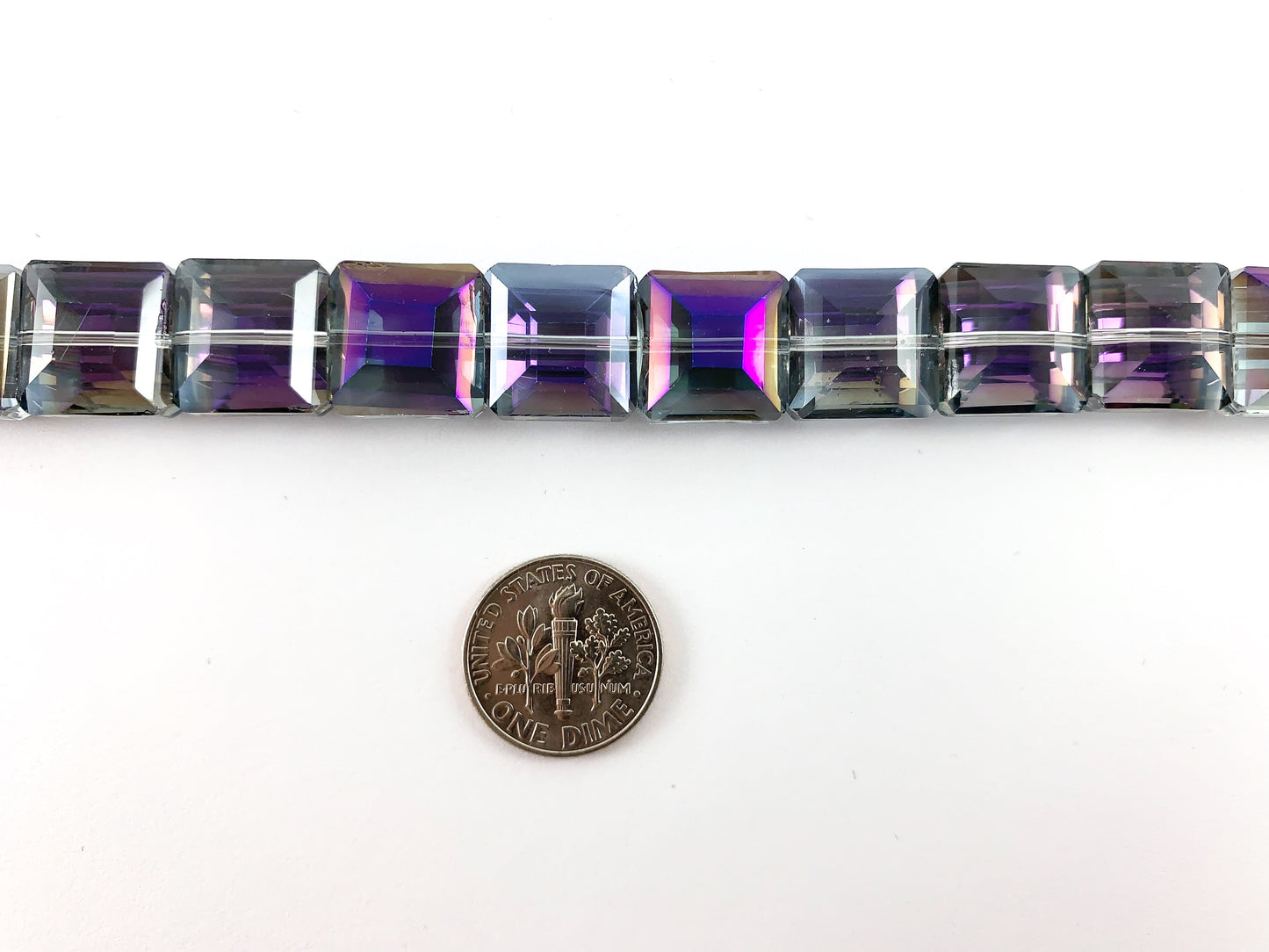Faceted Shiny 13mm Glass Square Crystal Strands