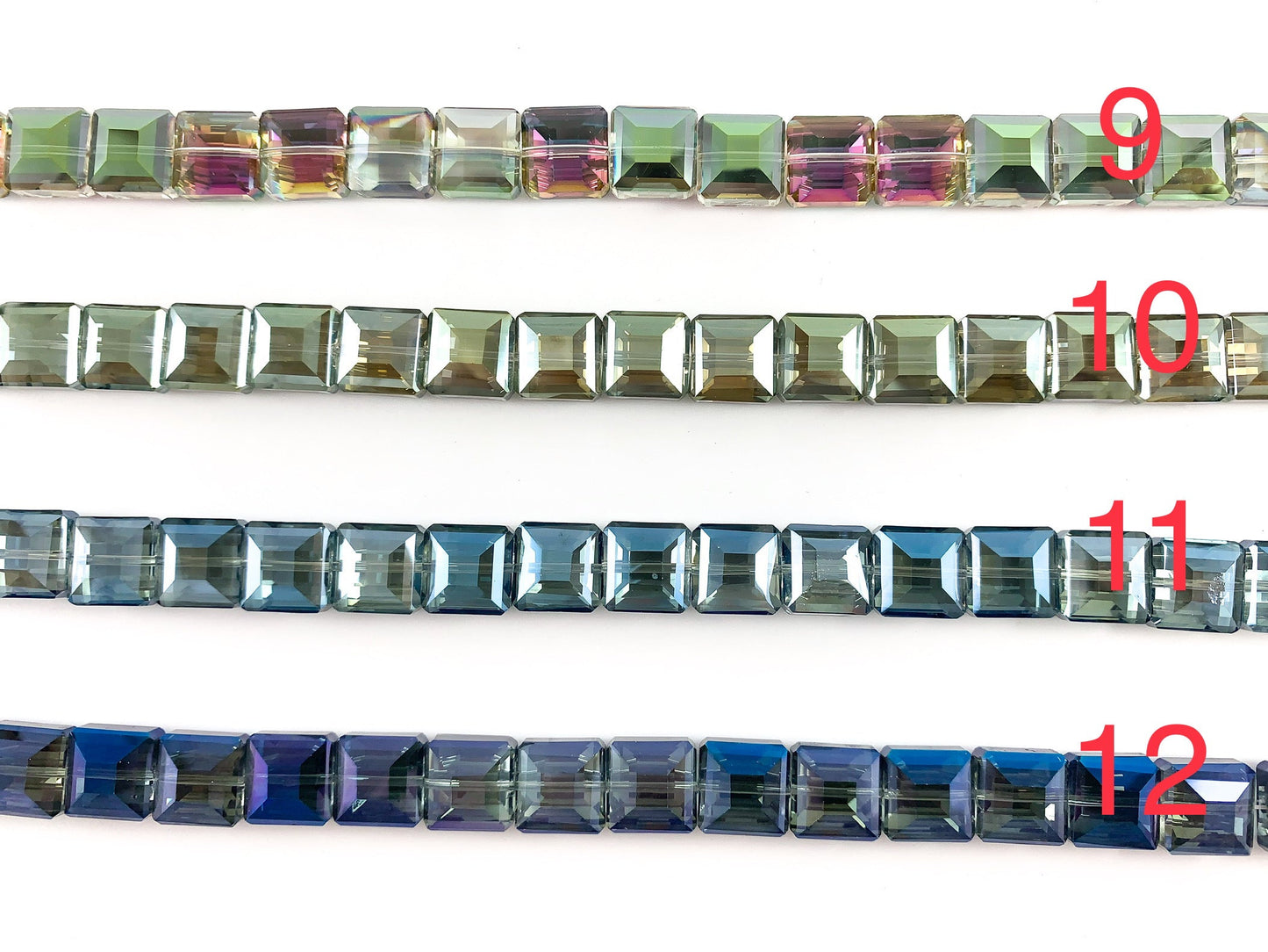 Faceted Shiny 13mm Glass Square Crystal Strands