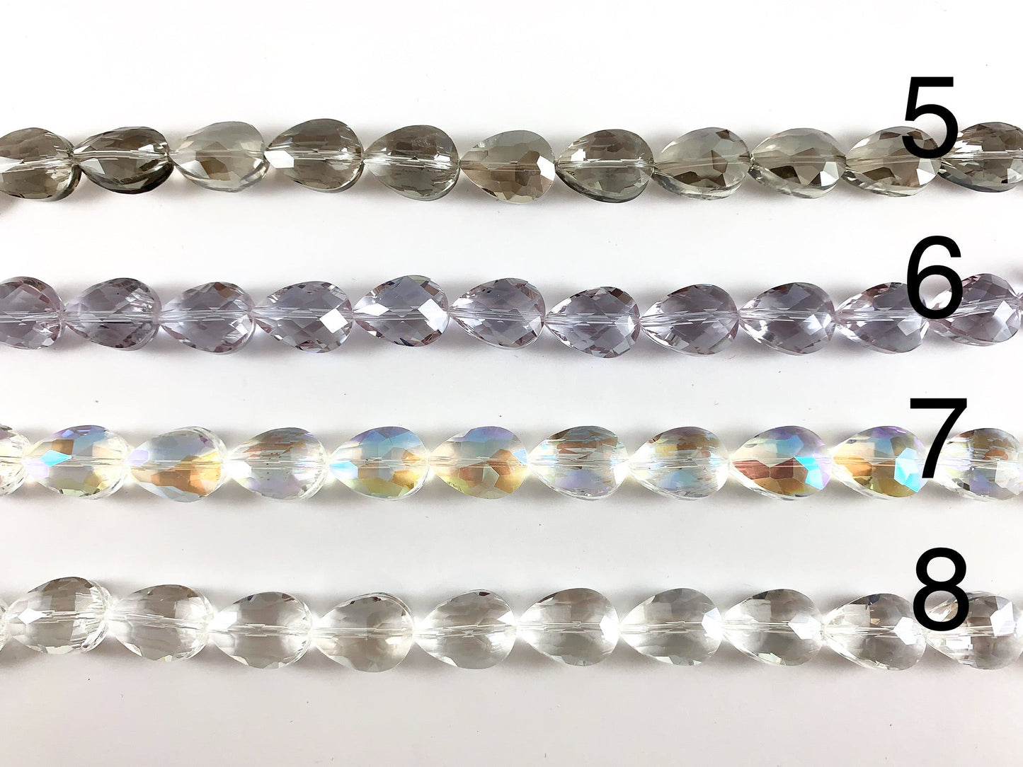 Faceted Shiny 13x18mm Dyed Glass Teardrop Crystal Strands