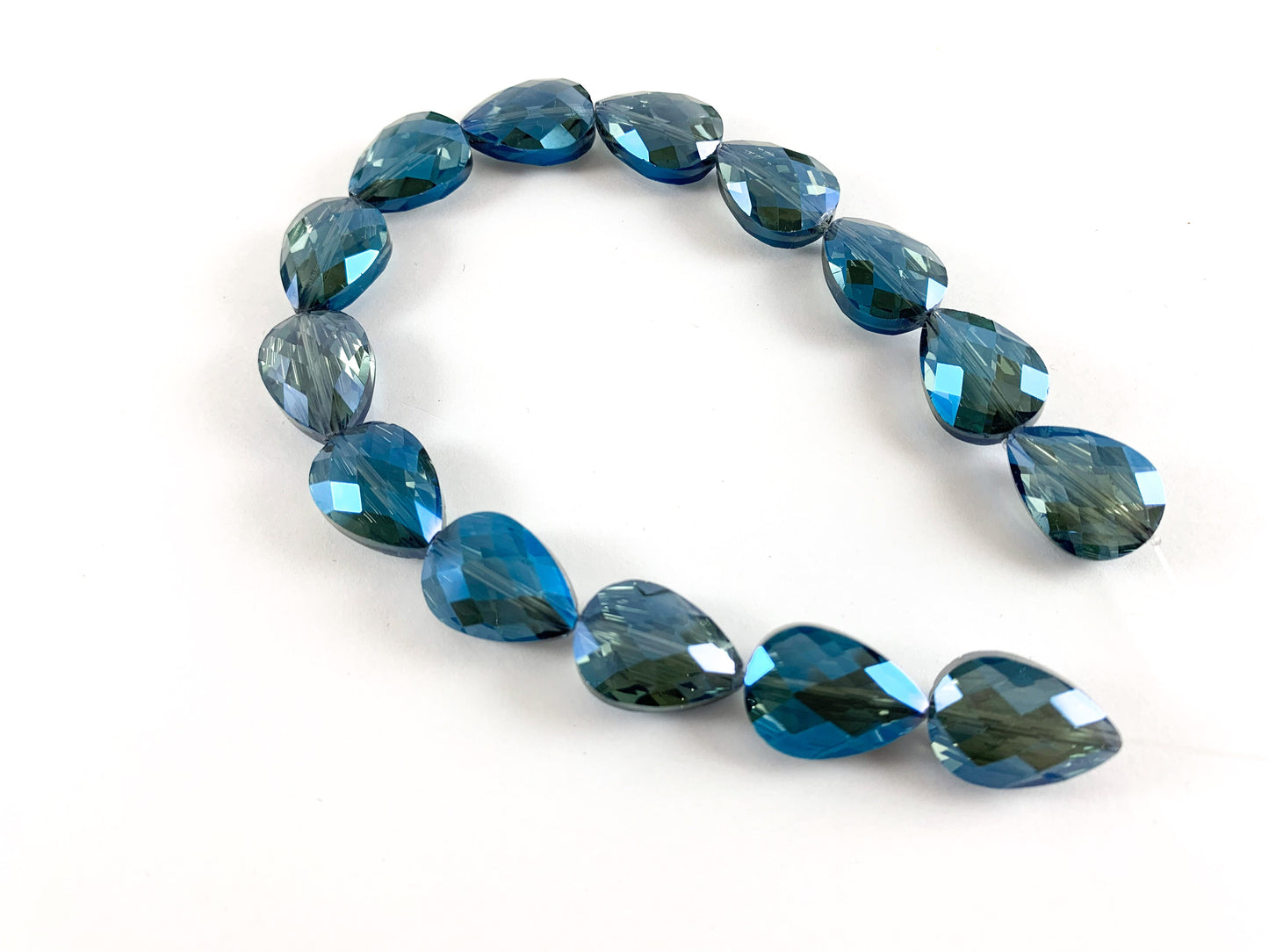 Faceted Shiny 13x18mm Dyed Glass Teardrop Crystal Strands