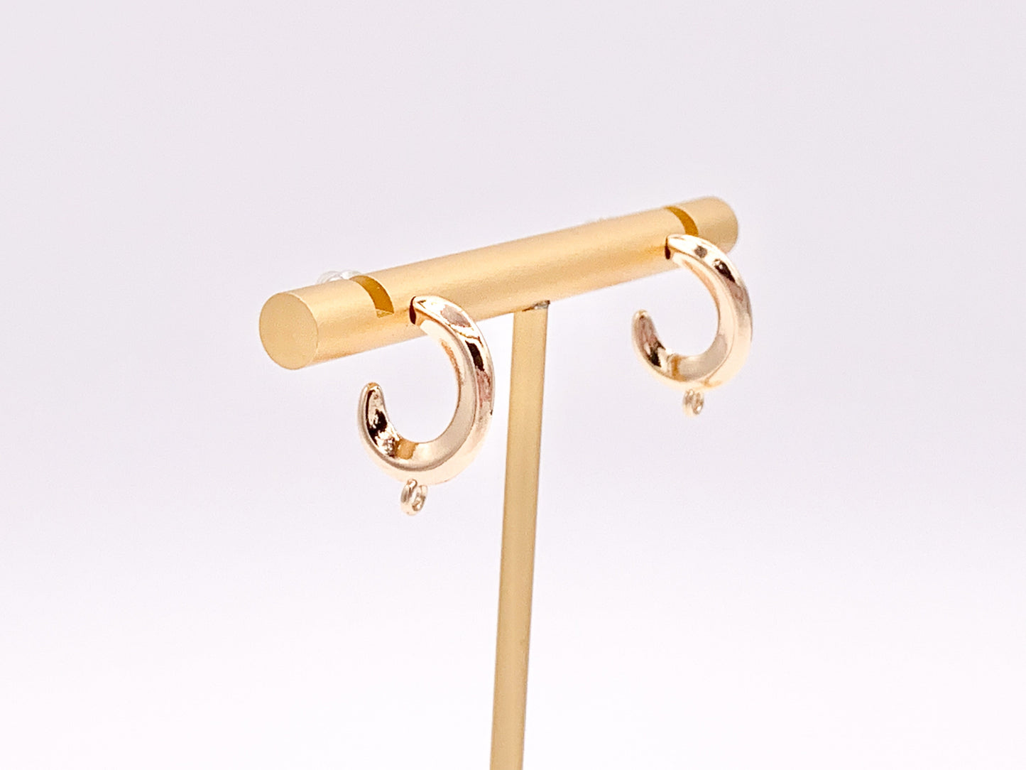 C Shaped Curved Earring Findings Component with Loop in 18K Gold plated Copper 5 pairs