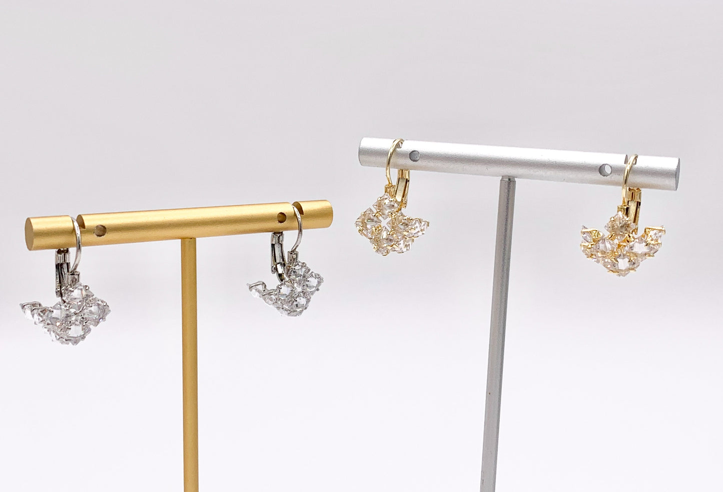 3D Cube Square Rhinestone Lever Back Earrings in 18K Gold/Silver plated Copper 3 pairs