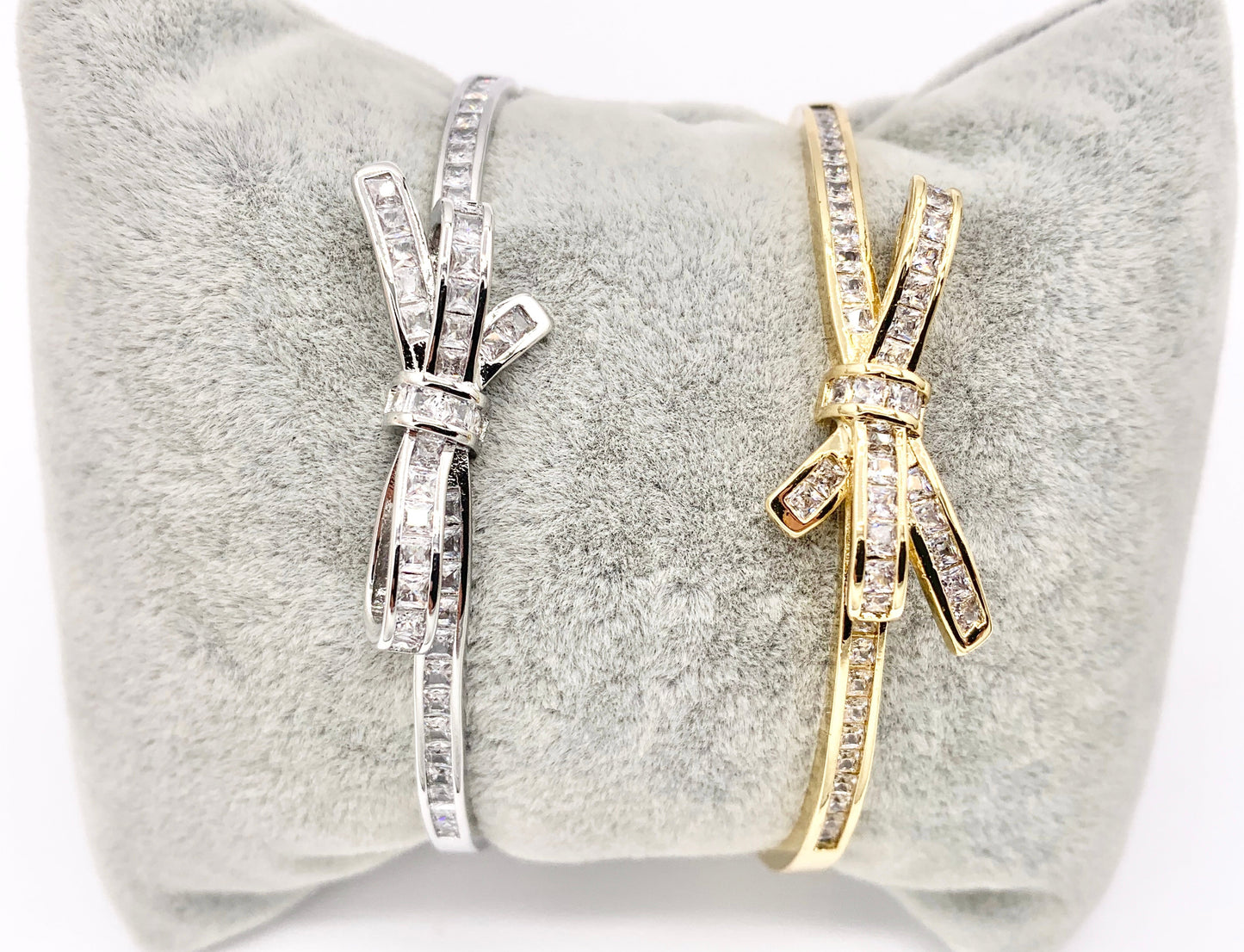 Bowtie Simple Minimal CZ Pave Bow Tie Rhinestone Bracelet Cuffs in Real Gold/Platinum 18K Plated Copper 1 pc