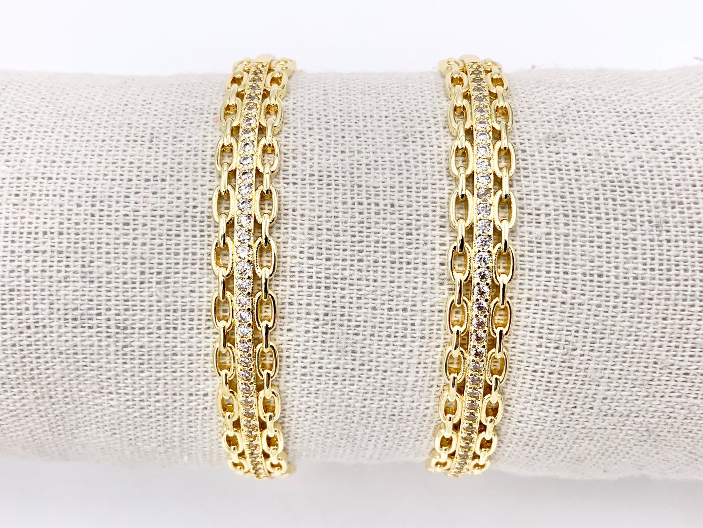Triple Layered Twist Bracelet Cuffs in Real Gold 18K Plated Copper 1 pc