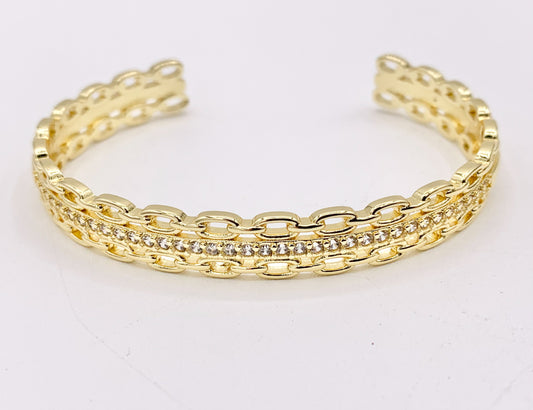 Triple Layered Twist Bracelet Cuffs in Real Gold 18K Plated Copper 1 pc