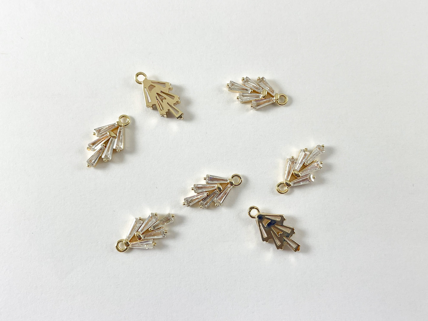 Leaf Cluster CZ Pave charms in 18K Gold Plating 8pcs