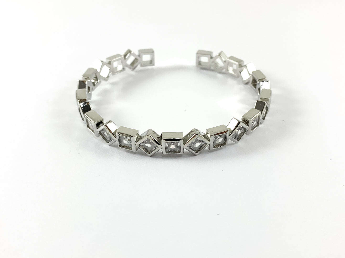 Real Gold/Platinum 18K Plated Copper CZ Pave Geometric Rhinestone Fancy Bracelet Cuffs