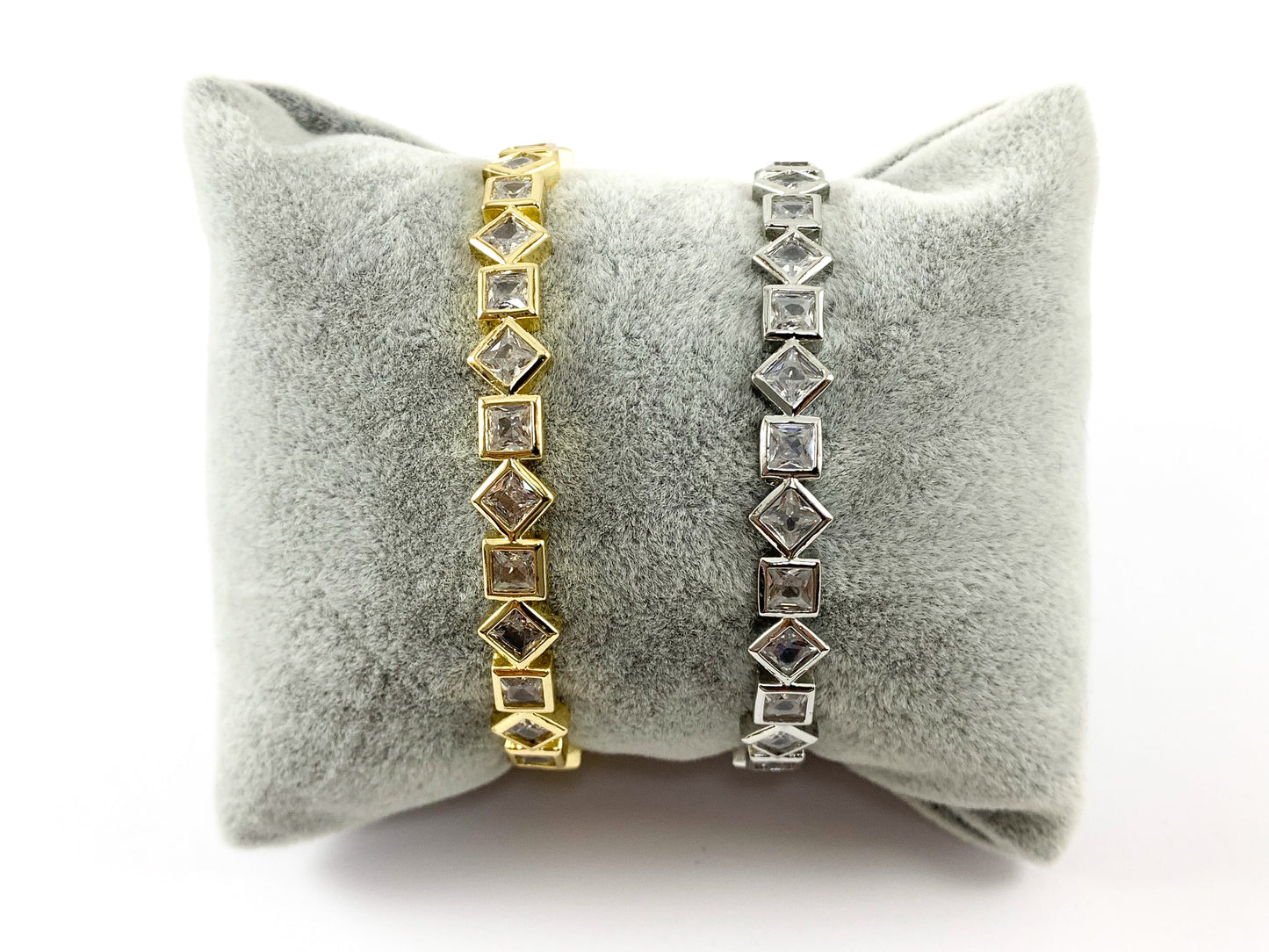 Real Gold/Platinum 18K Plated Copper CZ Pave Geometric Rhinestone Fancy Bracelet Cuffs