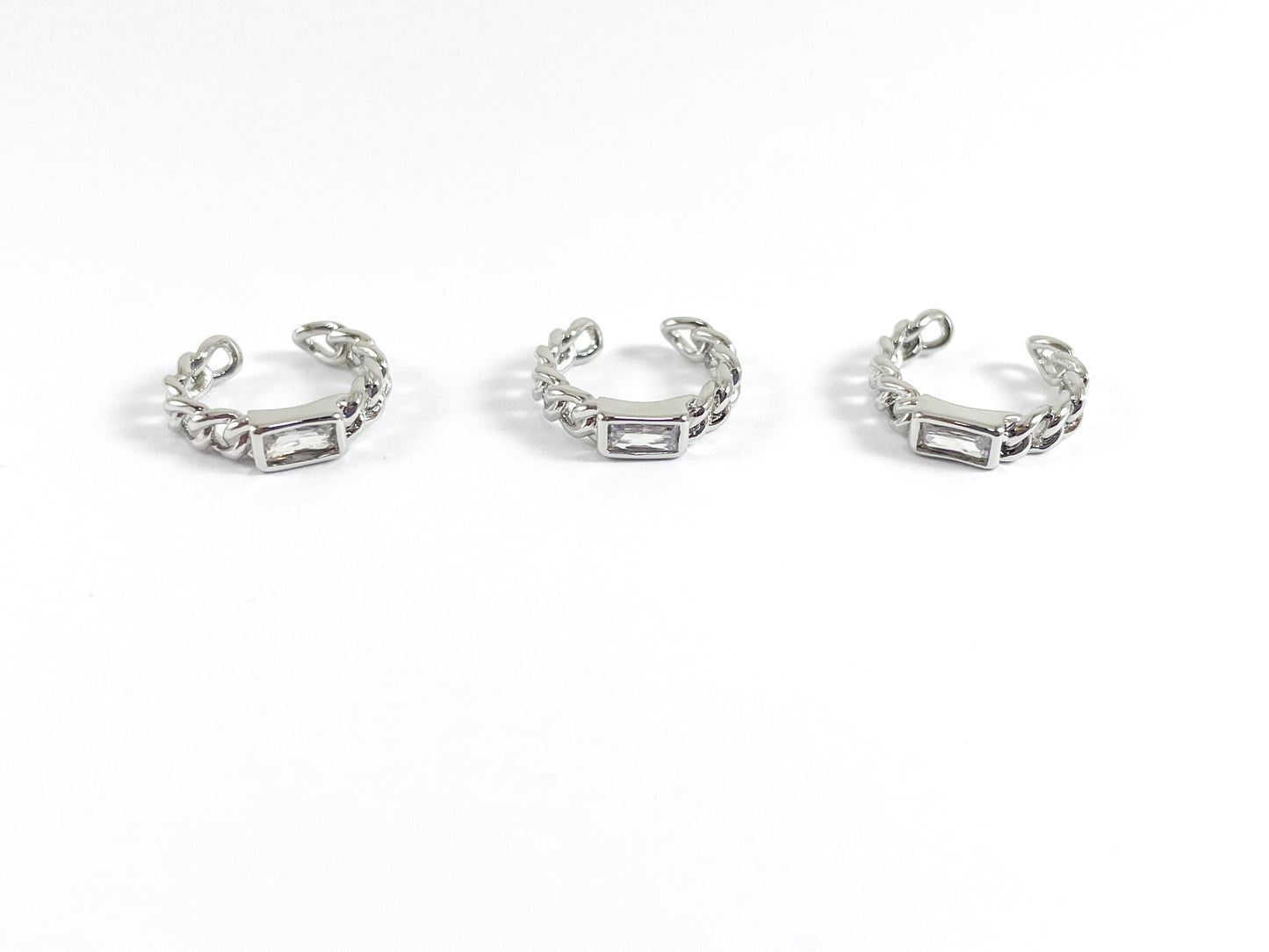 Real Gold 18K/Platinum Plated Copper CZ Pave Dainty Link Ear Cuffs (No Piercing!!) 6pc