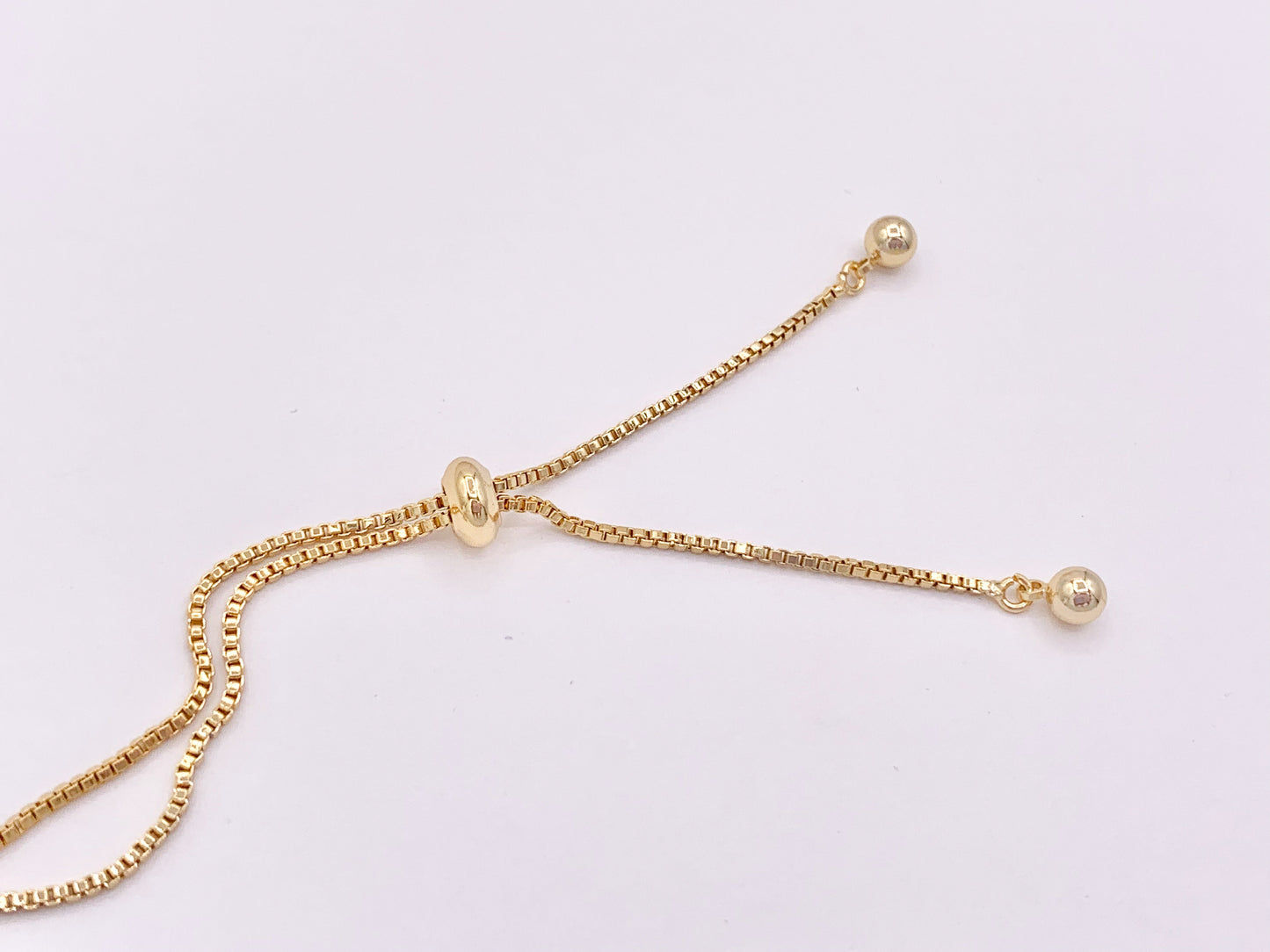 Dainty Daisies CZ Pave Rhinestone Box Chain Dainty Slide Adjustable Bracelets in 18K Gold Plated Copper 3 pcs