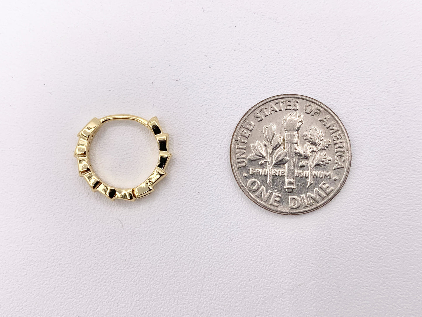 Dainty Cubic Zirconia 14mm Earring Huggies in 18K Gold or Silver Plated Copper 5 pairs