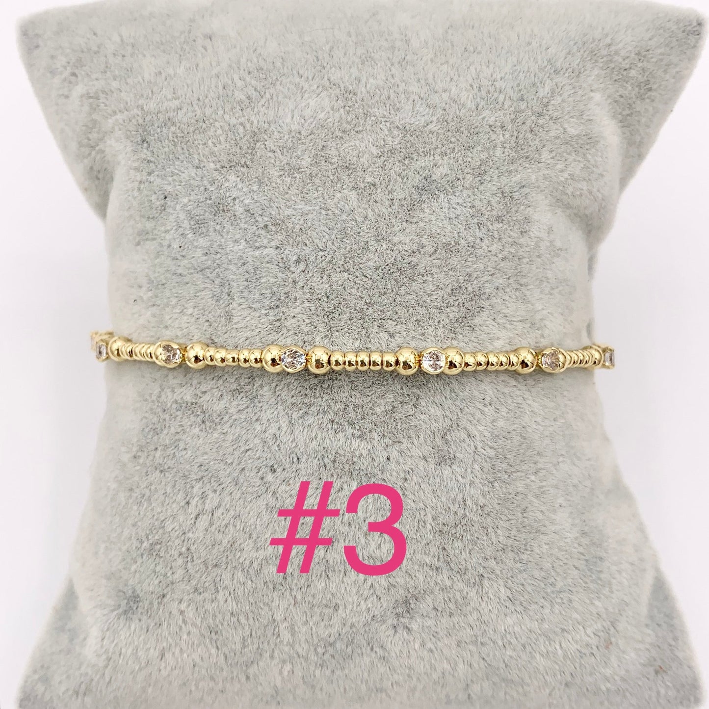 Dainty Stretch Flexible Beaded Rhinestone Bracelet Cuffs in Real Gold 18K Plated Copper 1 pcs